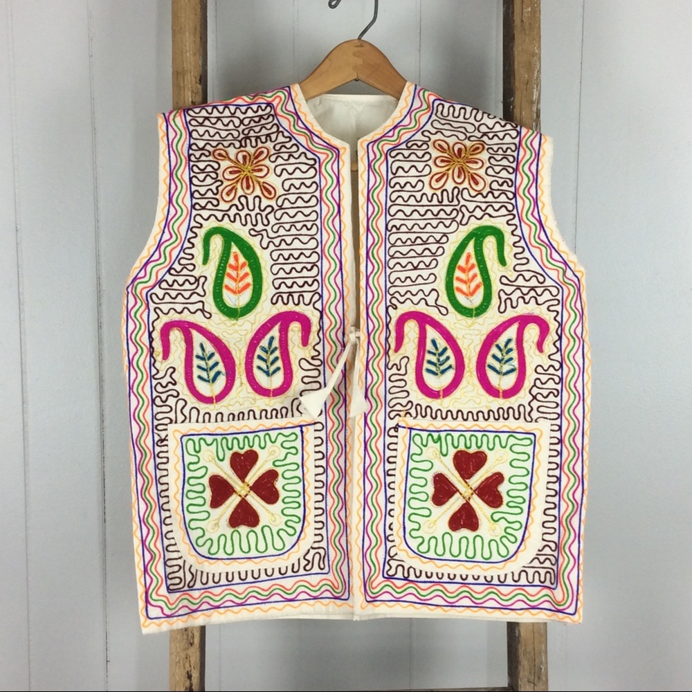 VTG Embroidered Boho Festival Ethnic Vest Handmade